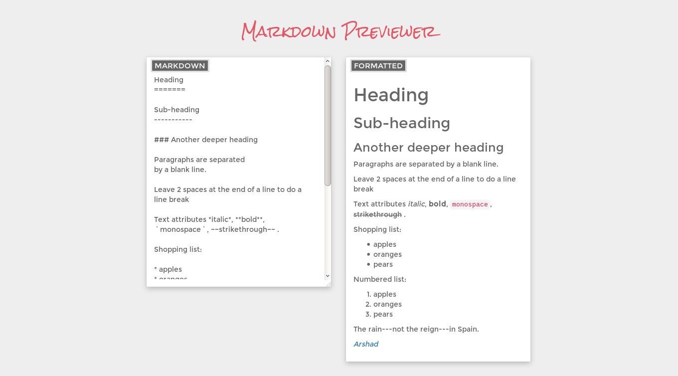 Markdown Previewer